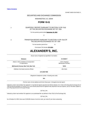 Thumbnail Alexander's, Inc. 10-Q Quarterly Report FY 