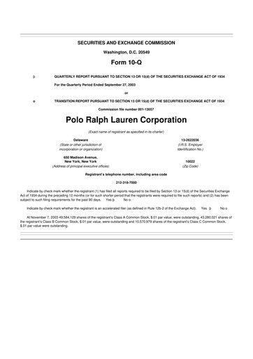 Thumbnail Ralph Lauren 10-Q Quarterly Report FY 