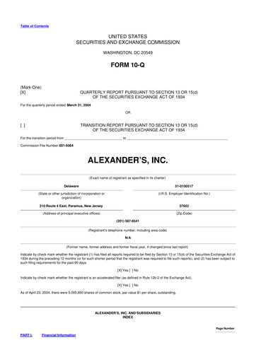 Thumbnail Alexander's, Inc. 10-Q Quarterly Report FY 
