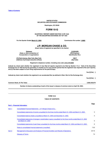 Vorschaubild JPMorgan Chase 10-Q Quartalsbericht  