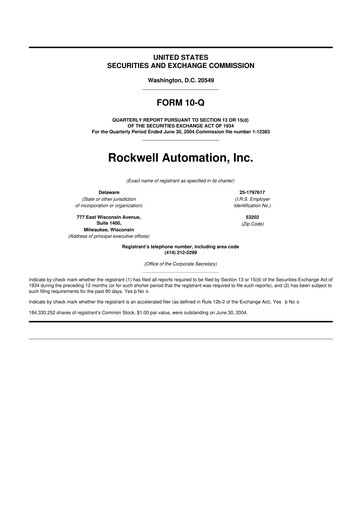 Thumbnail Rockwell Automation
 10-Q Quarterly Report FY 