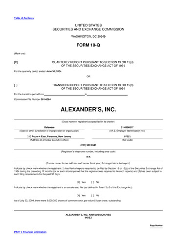 Thumbnail Alexander's, Inc. 10-Q Quarterly Report FY 