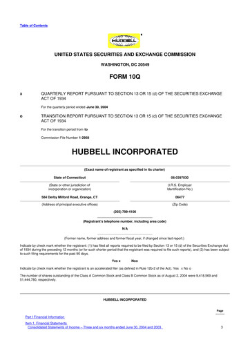 Thumbnail Hubbell 10-Q Quarterly Report FY 