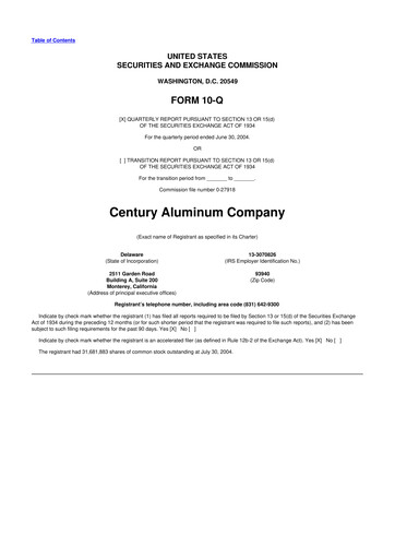 Thumbnail Century Aluminum
 10-Q Quarterly Report FY 