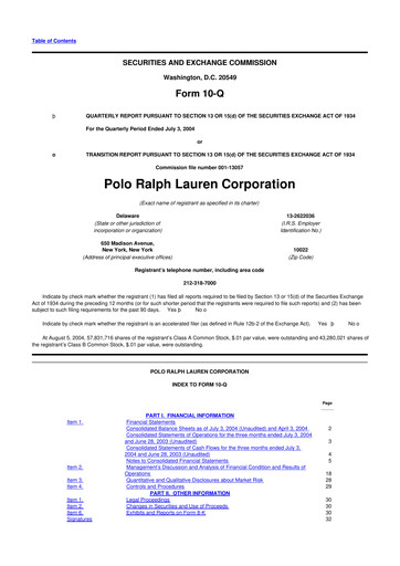Thumbnail Ralph Lauren 10-Q Quarterly Report FY 