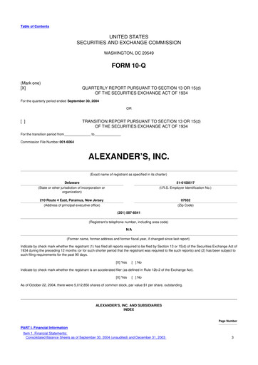 Thumbnail Alexander's, Inc. 10-Q Quarterly Report FY 