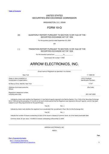 Thumbnail Arrow Electronics
 10-Q Quarterly Report FY 