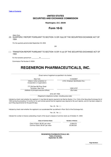 Thumbnail Regeneron Pharmaceuticals 10-Q Quarterly Report FY 