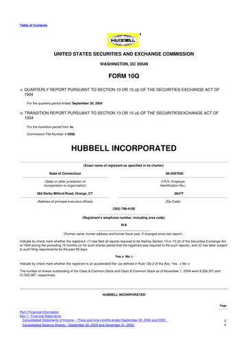 Thumbnail Hubbell 10-Q Quarterly Report FY 