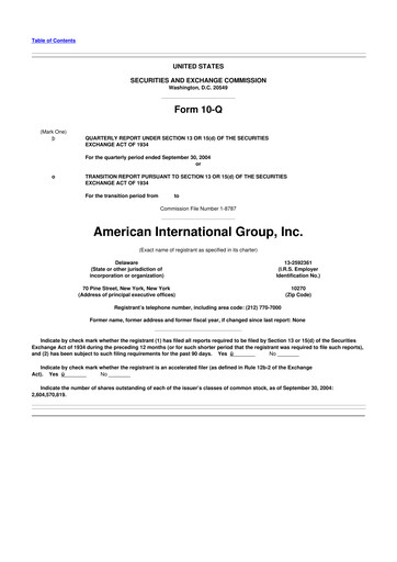 Thumbnail American International Group 10-Q Quarterly Report FY 