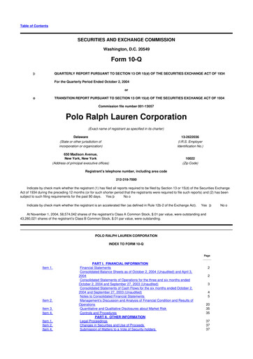Thumbnail Ralph Lauren 10-Q Quarterly Report FY 