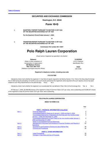 Thumbnail Ralph Lauren 10-Q Quarterly Report FY 