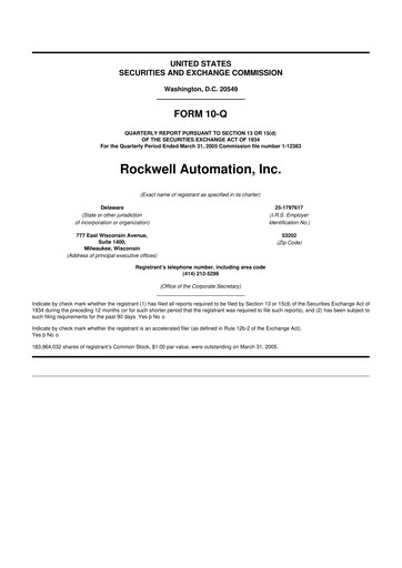 Thumbnail Rockwell Automation
 10-Q Quarterly Report FY 