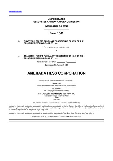 Thumbnail Hess 10-Q Quarterly Report FY 