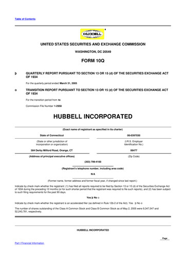 Thumbnail Hubbell 10-Q Quarterly Report FY 