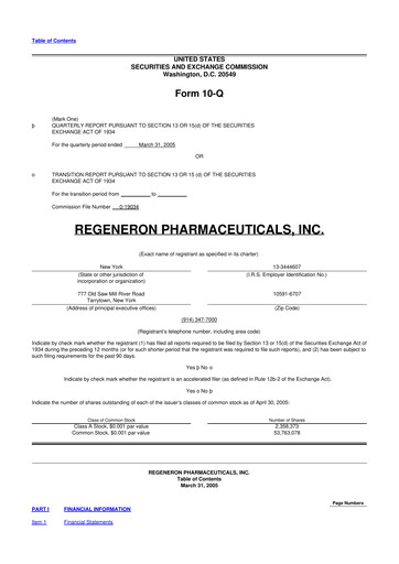 Thumbnail Regeneron Pharmaceuticals 10-Q Quarterly Report FY 