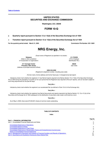 Thumbnail NRG Energy
 10-Q Quarterly Report FY 