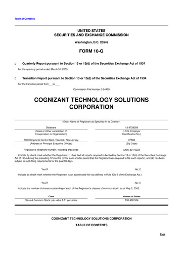 Thumbnail Cognizant Technology Solutions  10-Q Quarterly Report FY 