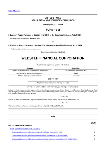 Thumbnail Webster Financial 10-Q Quarterly Report FY 