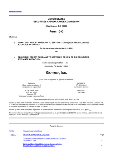 Thumbnail Gartner 10-Q Quarterly Report FY 