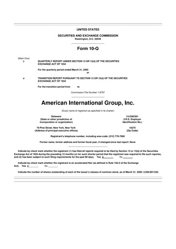 Thumbnail American International Group 10-Q Quarterly Report FY 