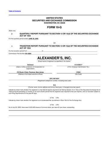 Thumbnail Alexander's, Inc. 10-Q Quarterly Report FY 