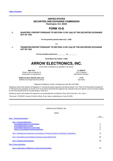Thumbnail Arrow Electronics
 10-Q Quarterly Report FY 