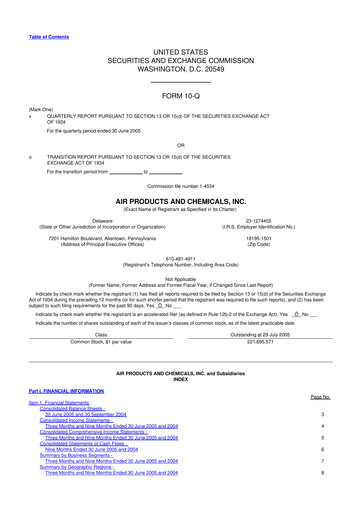 Thumbnail Air Products and Chemicals 10-Q Quarterly Report FY 
