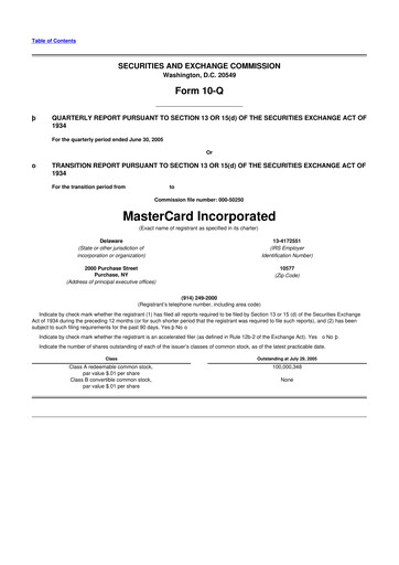 Thumbnail Mastercard 10-Q Quarterly Report FY 