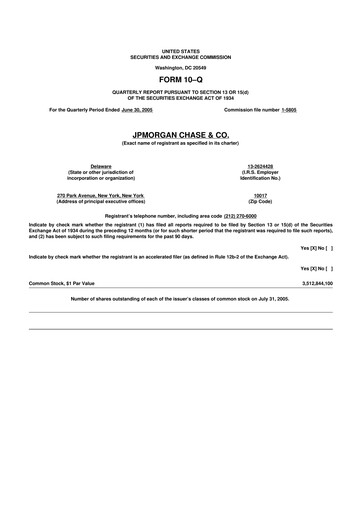 Vorschaubild JPMorgan Chase 10-Q Quartalsbericht  