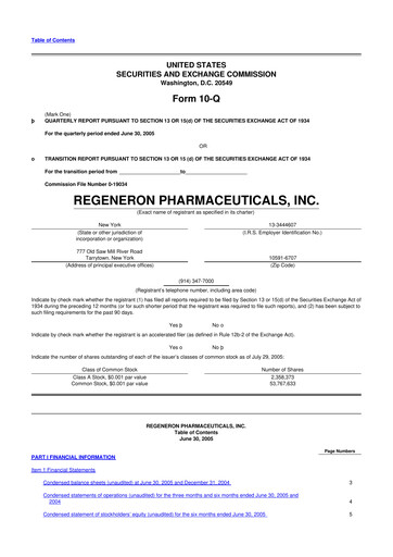Thumbnail Regeneron Pharmaceuticals 10-Q Quarterly Report FY 