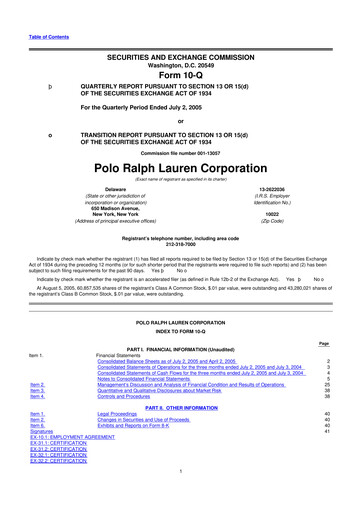 Thumbnail Ralph Lauren 10-Q Quarterly Report FY 