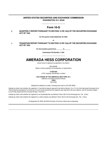 Thumbnail Hess 10-Q Quarterly Report FY 