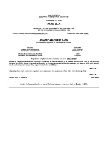 Vorschaubild JPMorgan Chase 10-Q Quartalsbericht  