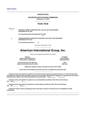 Thumbnail American International Group 10-Q Quarterly Report FY 