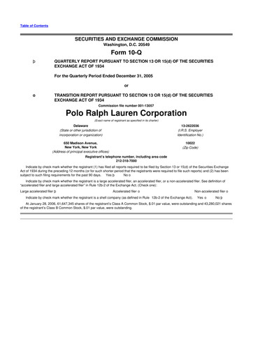 Thumbnail Ralph Lauren 10-Q Quarterly Report FY 