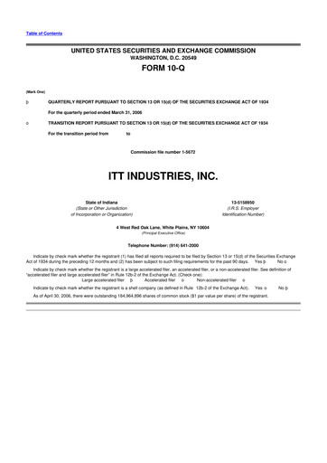 Vorschaubild ITT 10-Q Quartalsbericht  