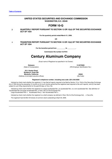 Thumbnail Century Aluminum
 10-Q Quarterly Report FY 