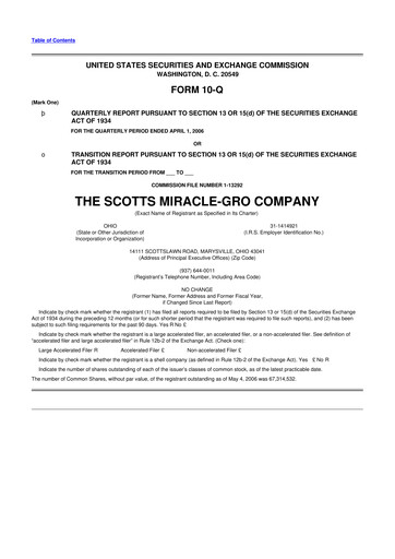 Thumbnail ScottsMiracle-Gro 10-Q Quarterly Report FY 