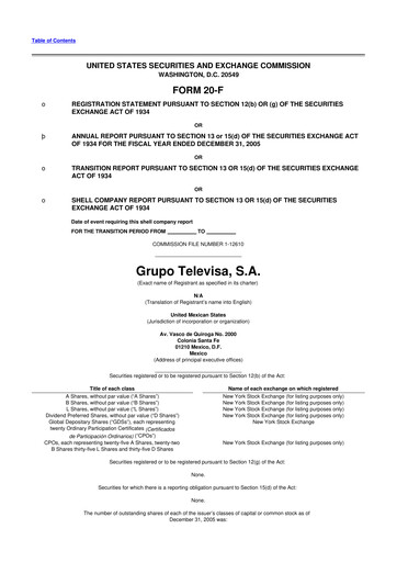 Thumbnail Televisa 20-F Annual Report 