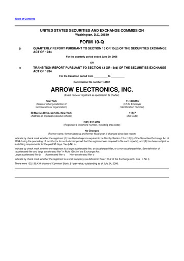 Thumbnail Arrow Electronics
 10-Q Quarterly Report FY 