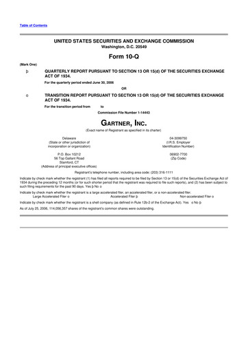 Thumbnail Gartner 10-Q Quarterly Report FY 