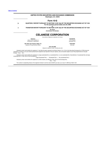 Thumbnail Celanese 10-Q Quarterly Report FY 