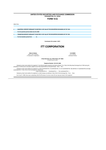Vorschaubild ITT 10-Q Quartalsbericht  
