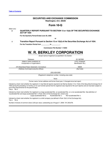 Thumbnail W. R. Berkley 10-Q Quarterly Report FY 