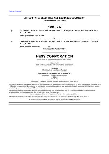 Thumbnail Hess 10-Q Quarterly Report FY 