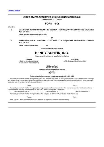 Vorschaubild Henry Schein
 10-Q Quartalsbericht  