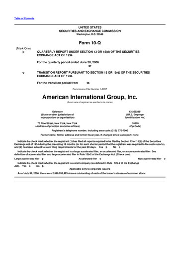 Thumbnail American International Group 10-Q Quarterly Report FY 