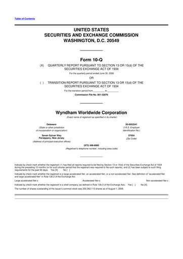 Miniature Travel + Leisure 10-Q Rapport trimestriel  