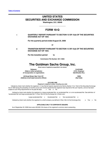 Thumbnail Goldman Sachs 10-Q Quarterly Report FY 